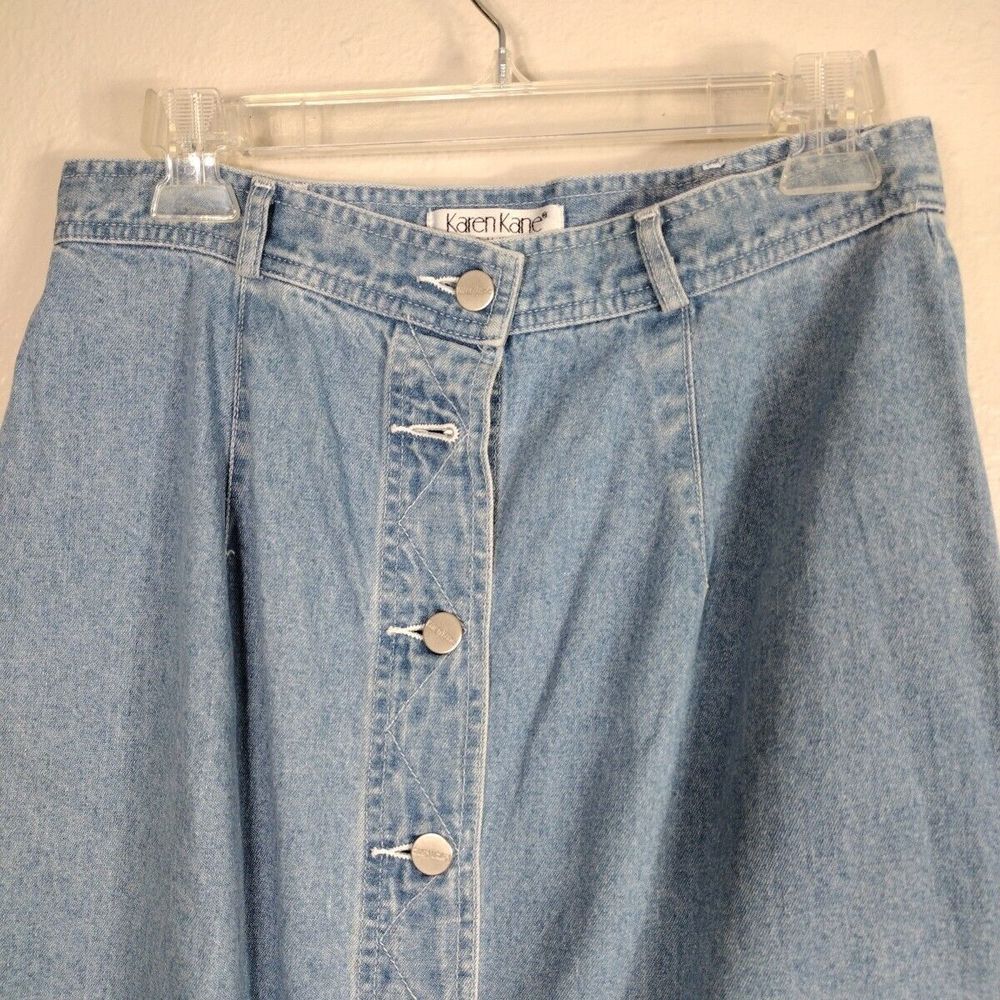 Women's Jean Skirt Size 12 Button Up Denim Vintage Karen Kane Trendy Skirts - Picture 8 of 10